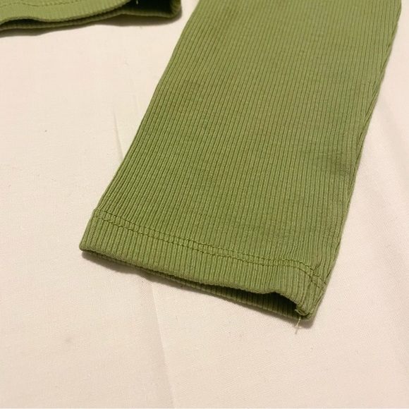 Zara Green Long Sleeve Crop Top Collard Shirt Size Medium - Picture 4 of 15